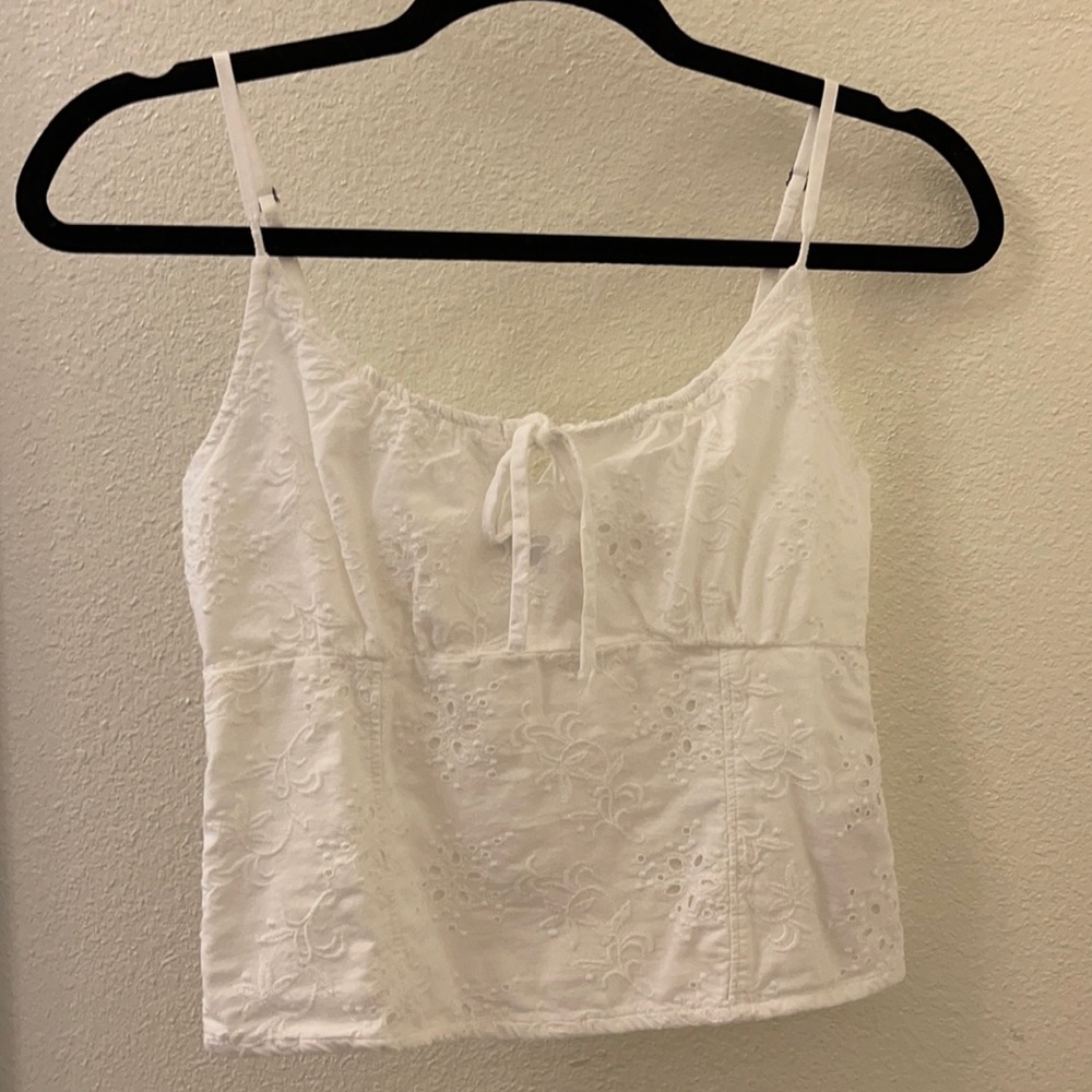 White eyelet tank top